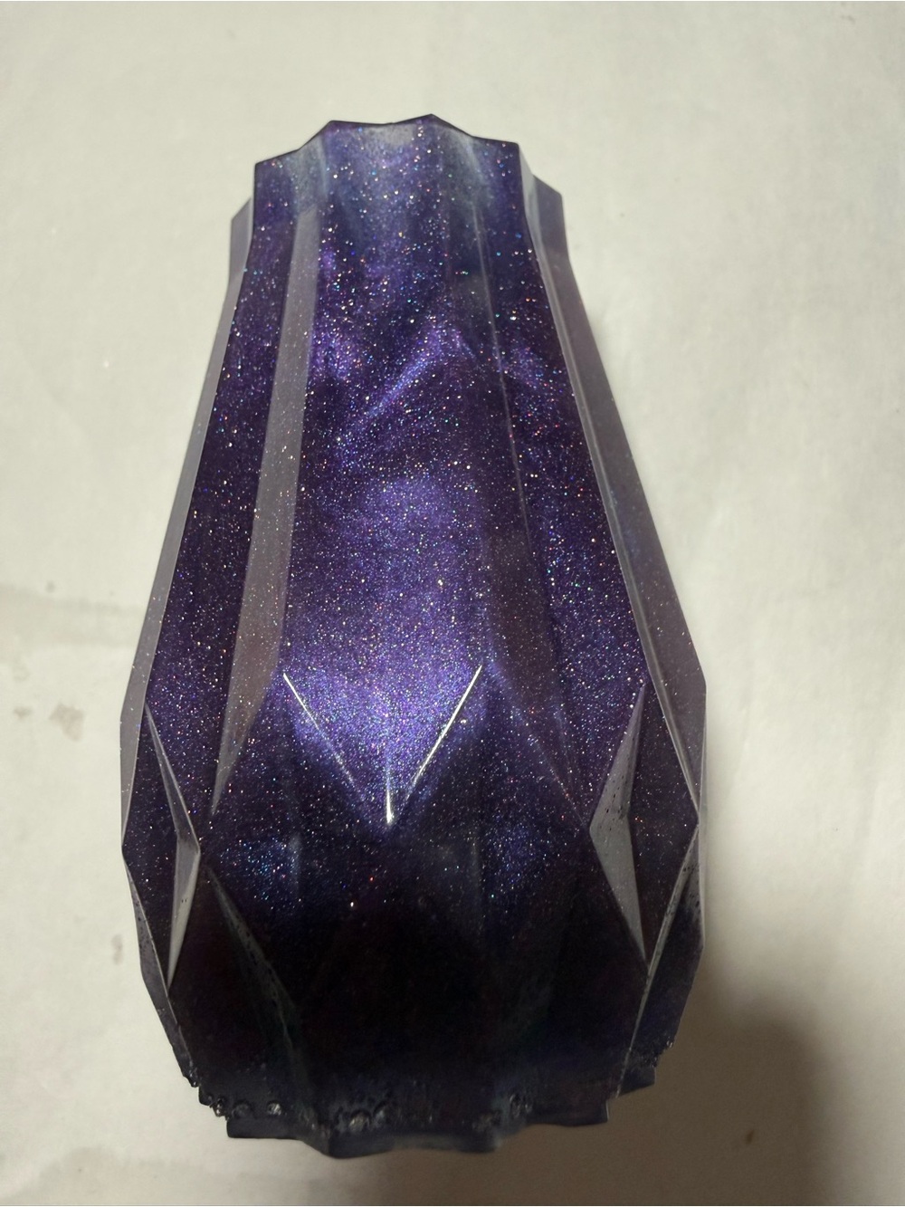 Premium Purple Glitter Faceted Resin Vase - Homemade